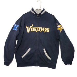 NFL Pro Line Minnesota Vikings Jacket Mens Large Navy Sherpa Lined Full Zip NFC